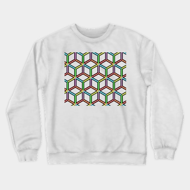 Rainbow Neon Cubes Seamless Pattern Crewneck Sweatshirt by gkillerb